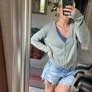 John Galt Brandy Melville Sage Green Women's Cardigan Sweater